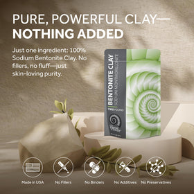 Close-up of face mask application with FOSSIL POWER Bentonite Clay.