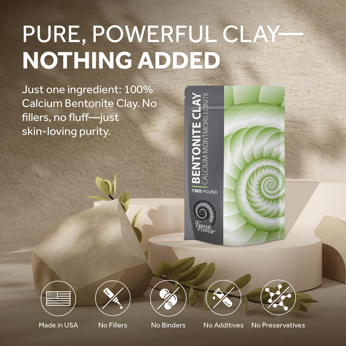 FOSSIL POWER Facial clay mask application for gentle pore refinement