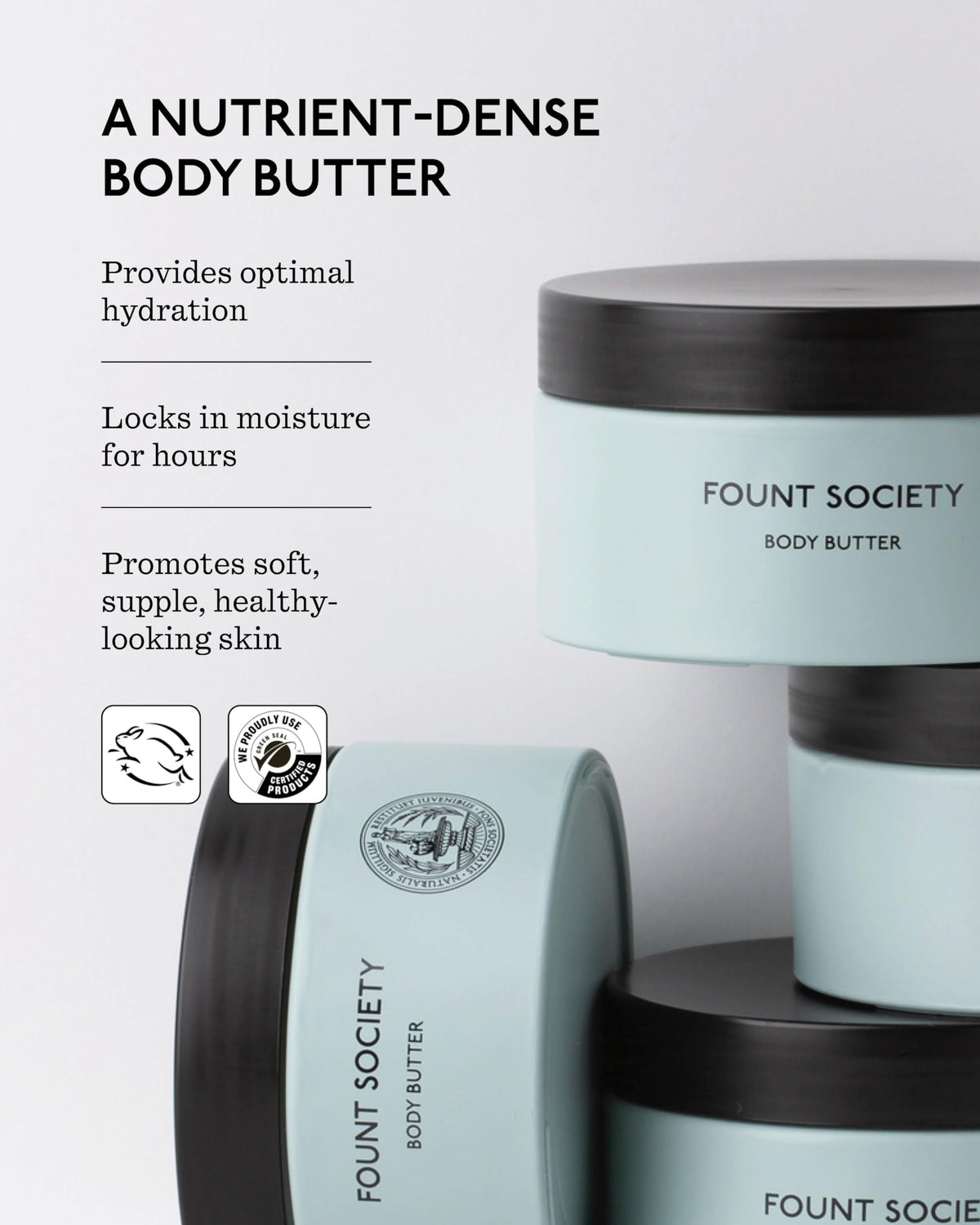 Creamy texture of Fount Society Body Butter on skin for hydration