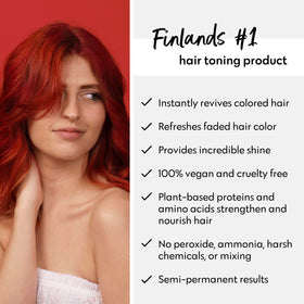 Hair with glossy red finish after using Color Mask Red.