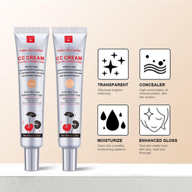 Fovcos Color Correcting CC Cream swatch demonstrates natural color adaptation to skin tone.