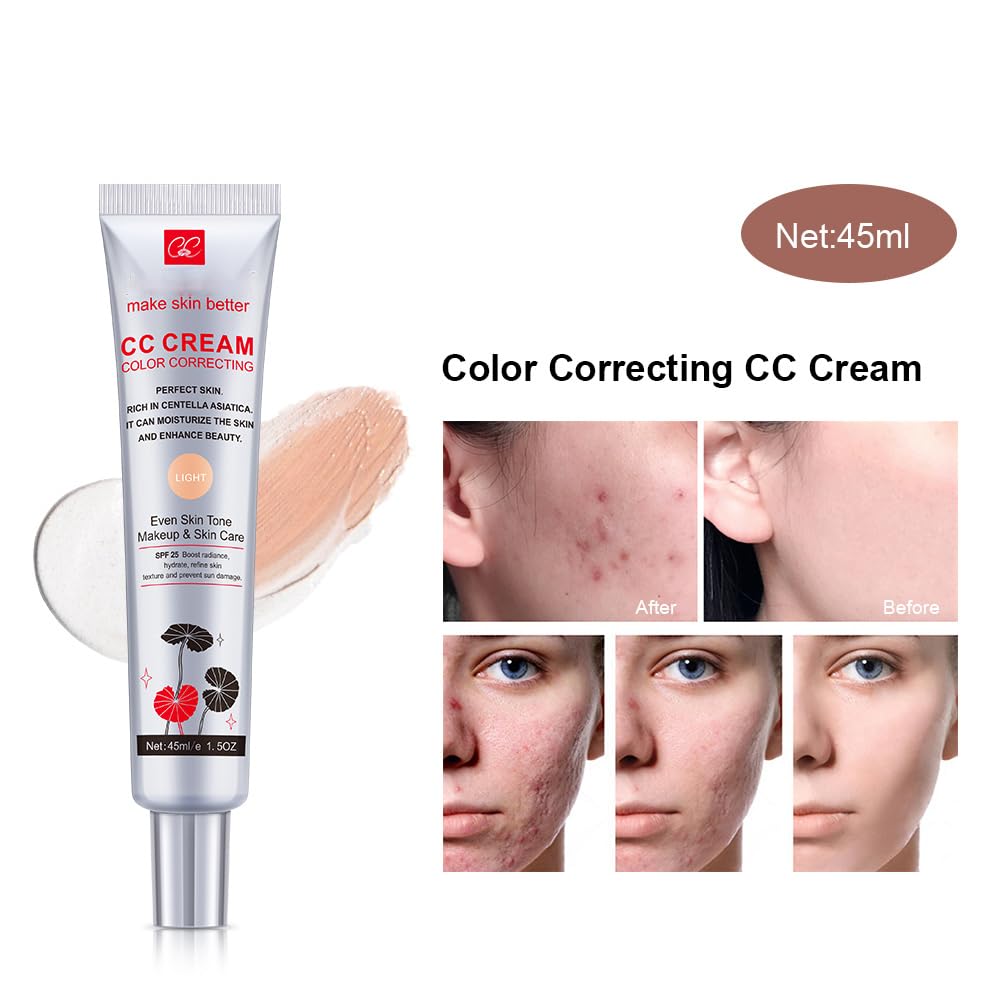 Fovcos Color Correcting CC Cream creates a translucent base for quick nude makeup.