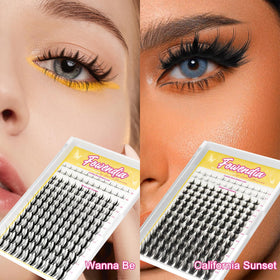 Fowendia lash clusters step four with brush to blend with natural lashes.