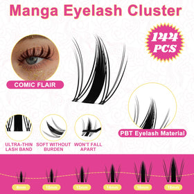 Close-up of Fowendia Manga Lash Clusters in tray highlighting soft fibers for comfort.