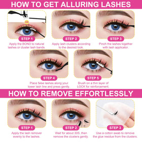 Fowendia Manga Lash Clusters worn on eye for a natural, elegant finish.