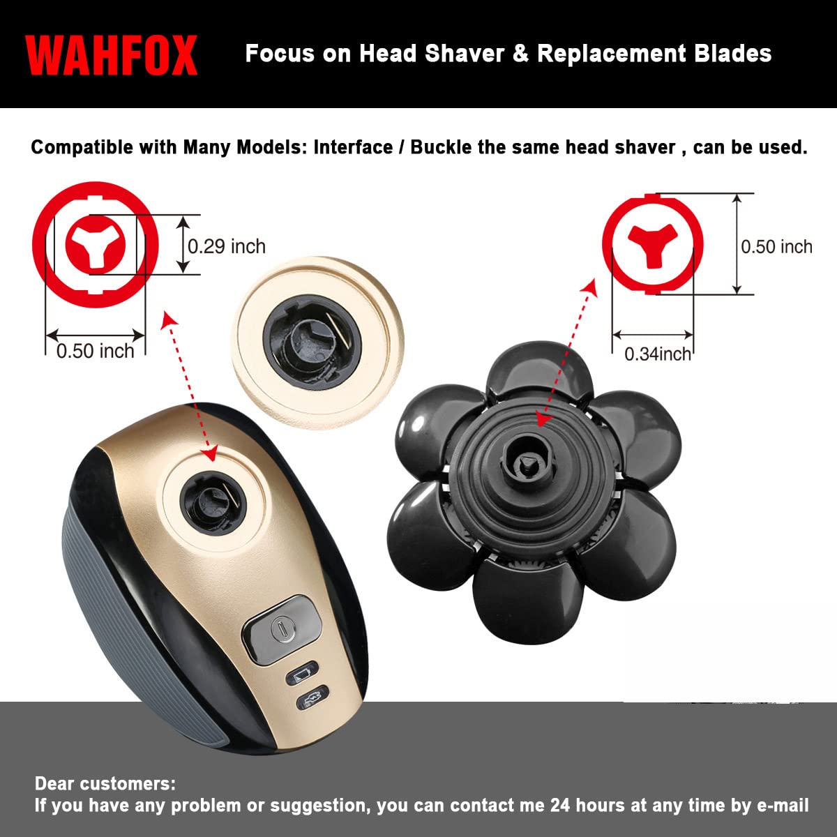 FOXSONIC 7 heads compatible with Wyklaus SHPAVVER shaver for easy swaps.