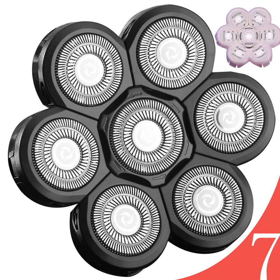 FOXSONIC 7-head replacement set for a smoother, precise shave across face and head.