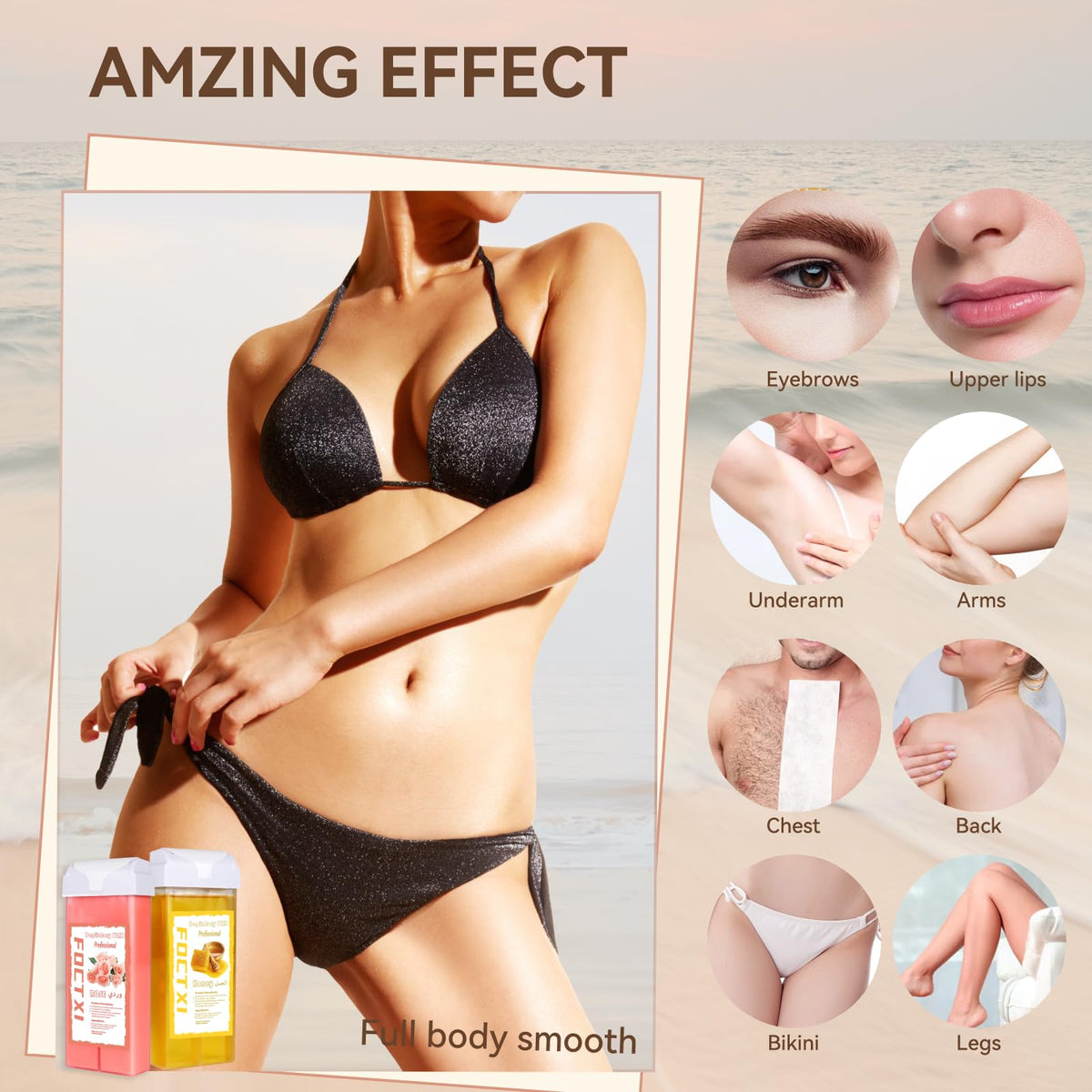FOCTXI non-w woven wax strips for clean, mess-free waxing