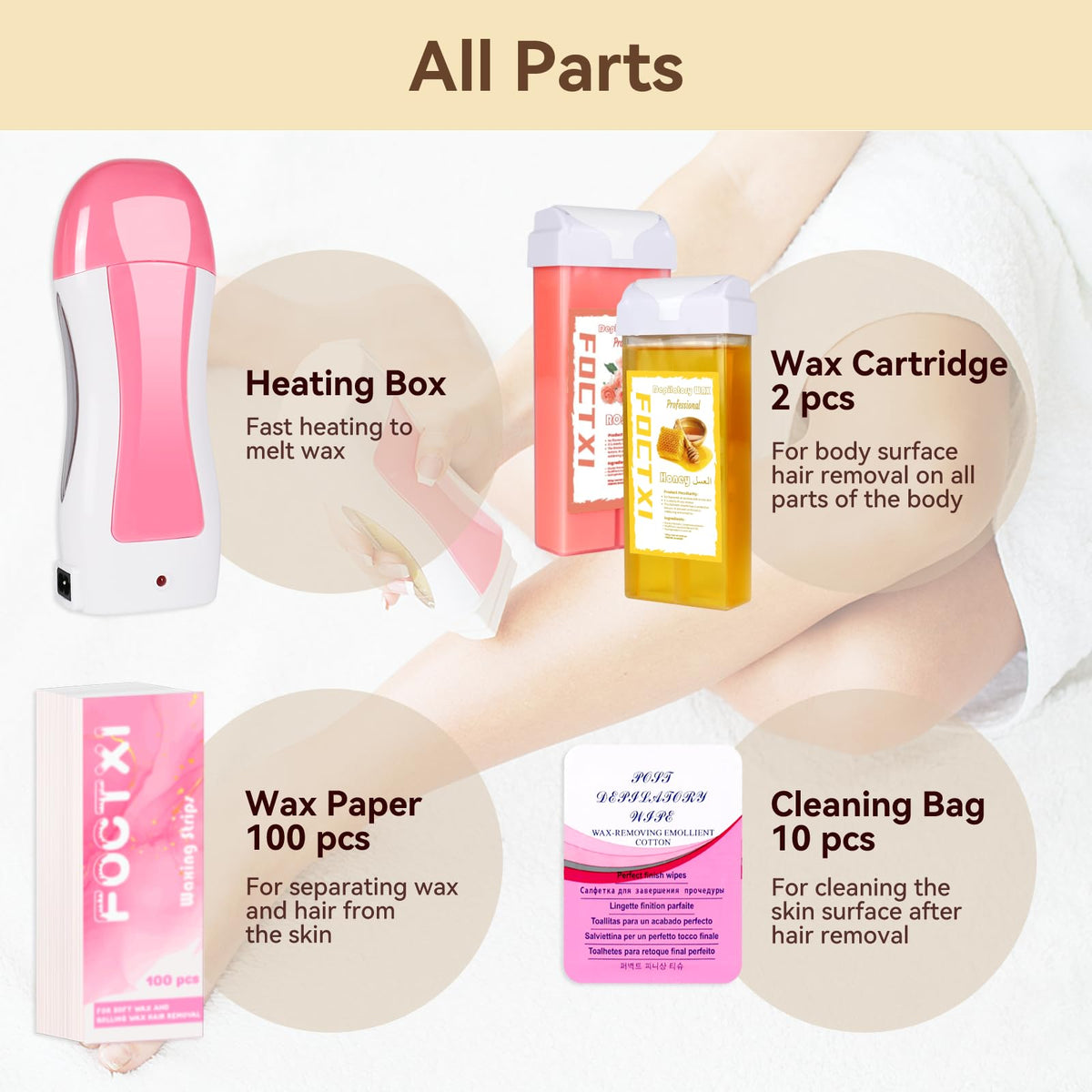 FOCTXI underarm waxing with included strips for quick touch-ups