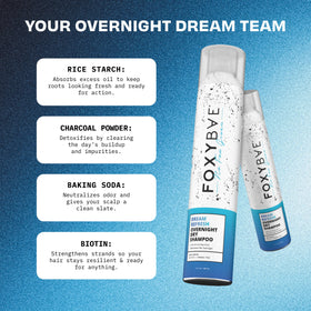 FoxyBae Dream Refresh spray nozzle close-up illustrating overnight application for refreshed hair in the morning.