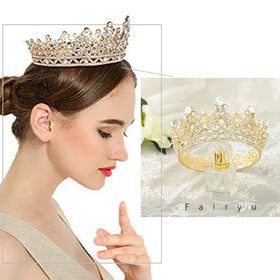 Foyte vintage gold hair crown ideal for engagements and pageants.