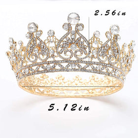 Foyte wedding crown with vintage gold finish, perfect for photos.