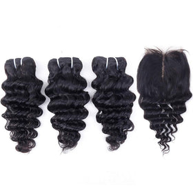 FQ closure middle part 4x4 lace close-up for versatile styling