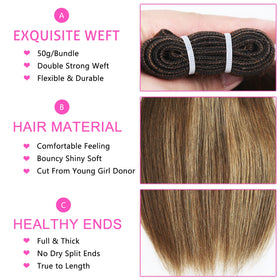 Natural-looking hairline close-up with FQ straight weave for easy wear.