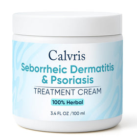 FQMUEV Calvris scalp-relief-cream bottle provides soothing, non-greasy hydration for daily use.