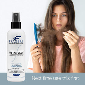 FRAGFRE Color-safe detangler aids manageability of color-treated hair.