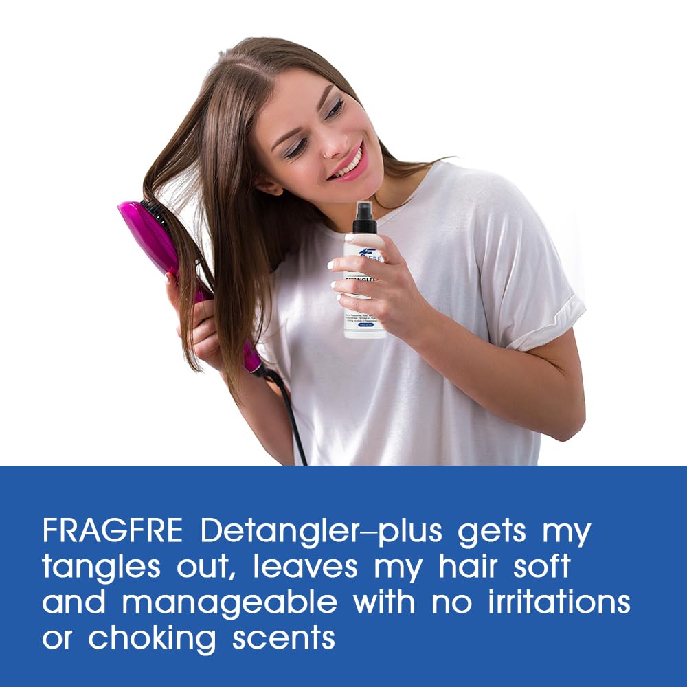 FRAGFRE Detangler-plus heat-protection spray seals moisture during styling.