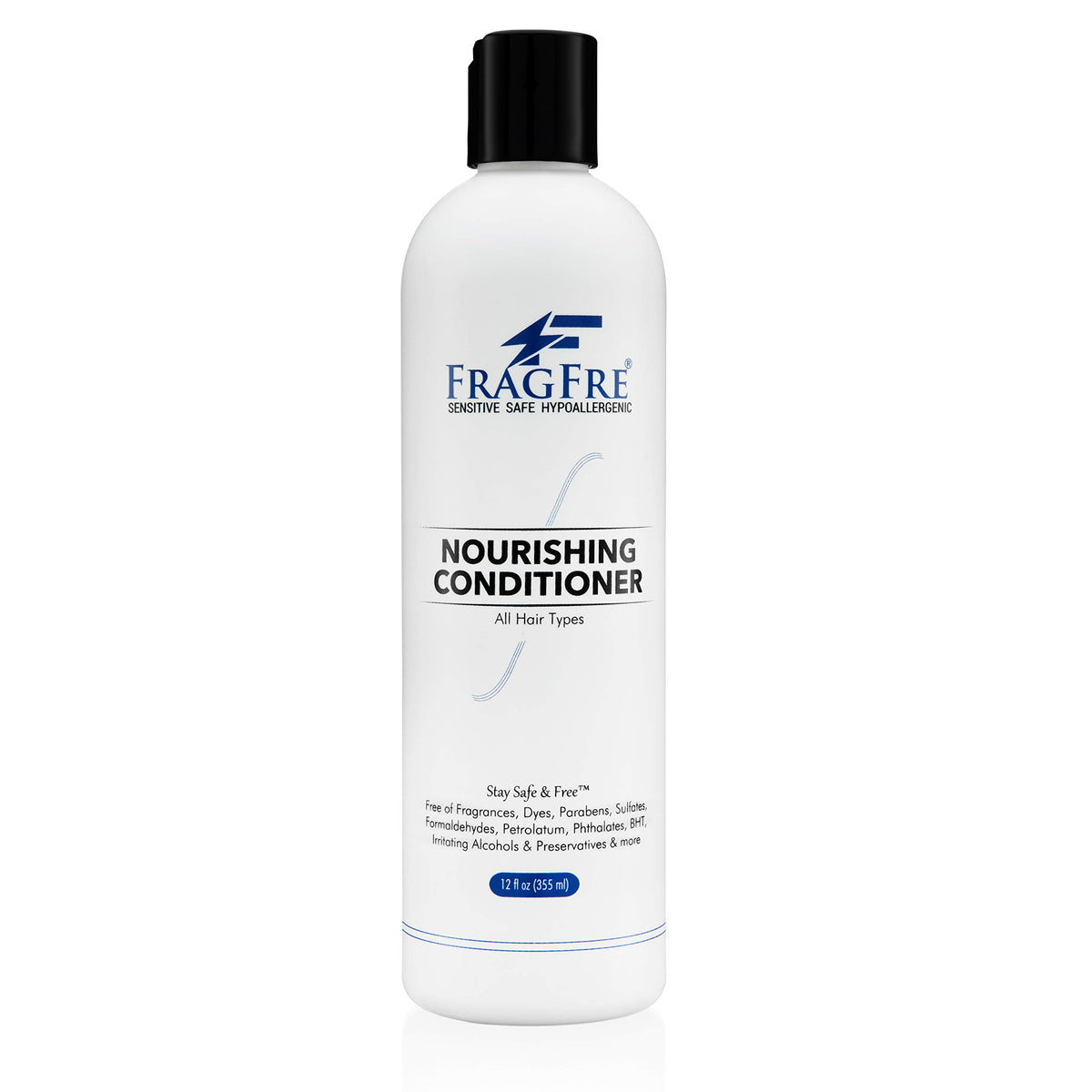 FRAGFRE fragrance-free conditioner bottle highlights fragrance-free formula for sensitive skin.