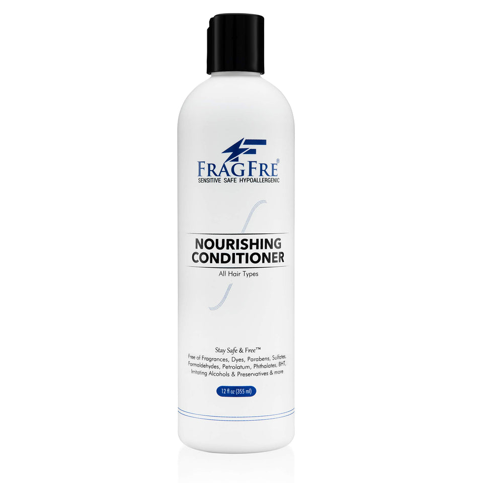 FRAGFRE fragrance-free conditioner bottle highlights fragrance-free formula for sensitive skin.