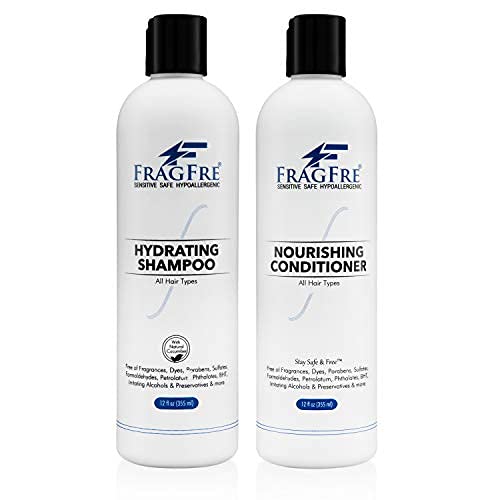 FRAGFRE Hydrating Shampoo bottle front—fragrance-free cleansing for sensitive scalps