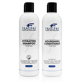 FRAGFRE Hydrating Shampoo bottle front—fragrance-free cleansing for sensitive scalps