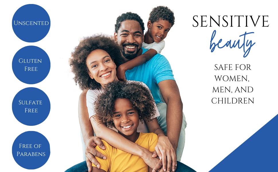 FRAGFRE sensitive-scalp use illustration highlights mild, fragrance-free wash