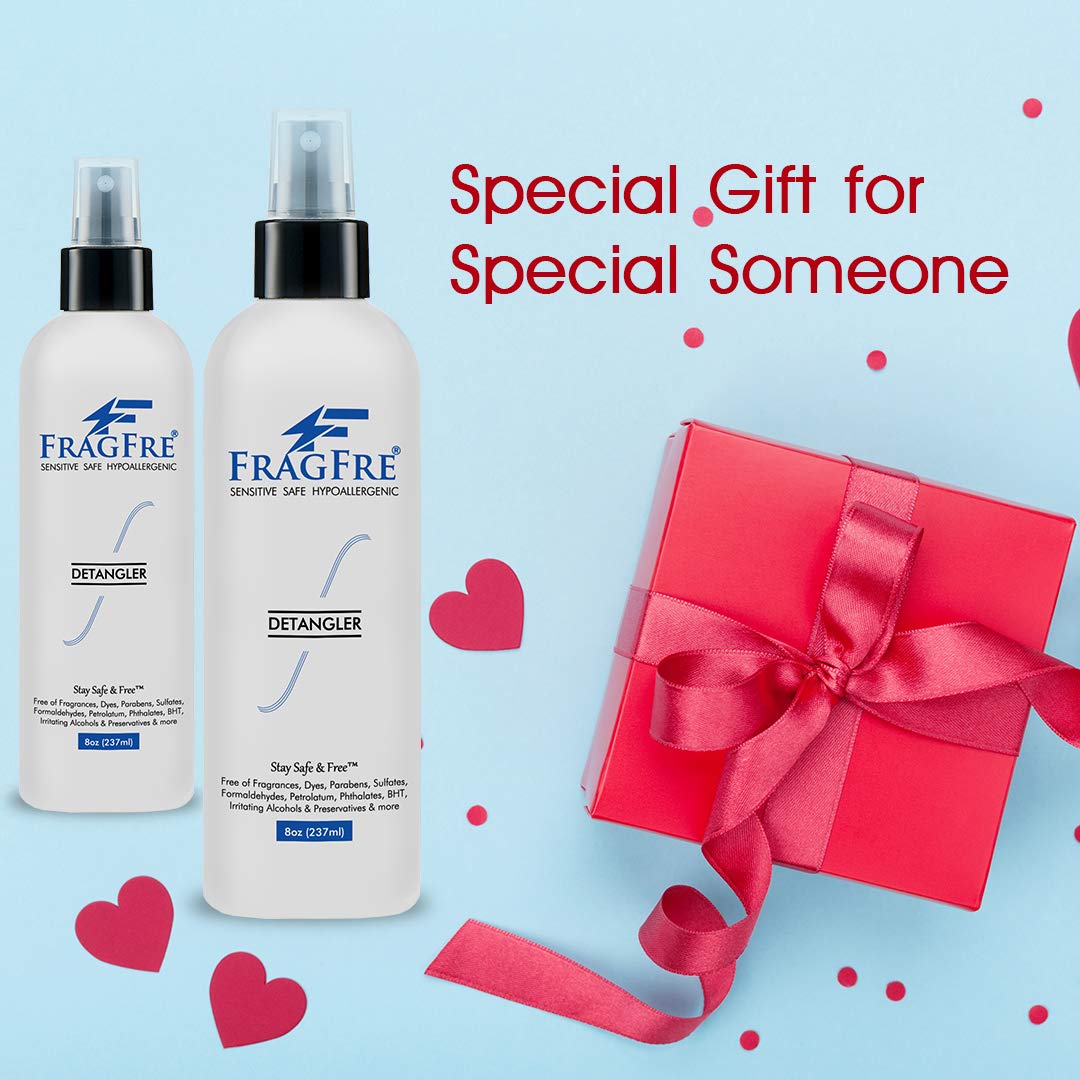 FRAGFRE Sensitive-skin friendly detangler applied to smooth hair.