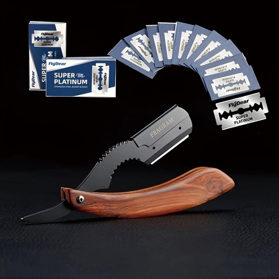 FRAGRAM wooden-handle manual razor with comfortable grip for precise shaving