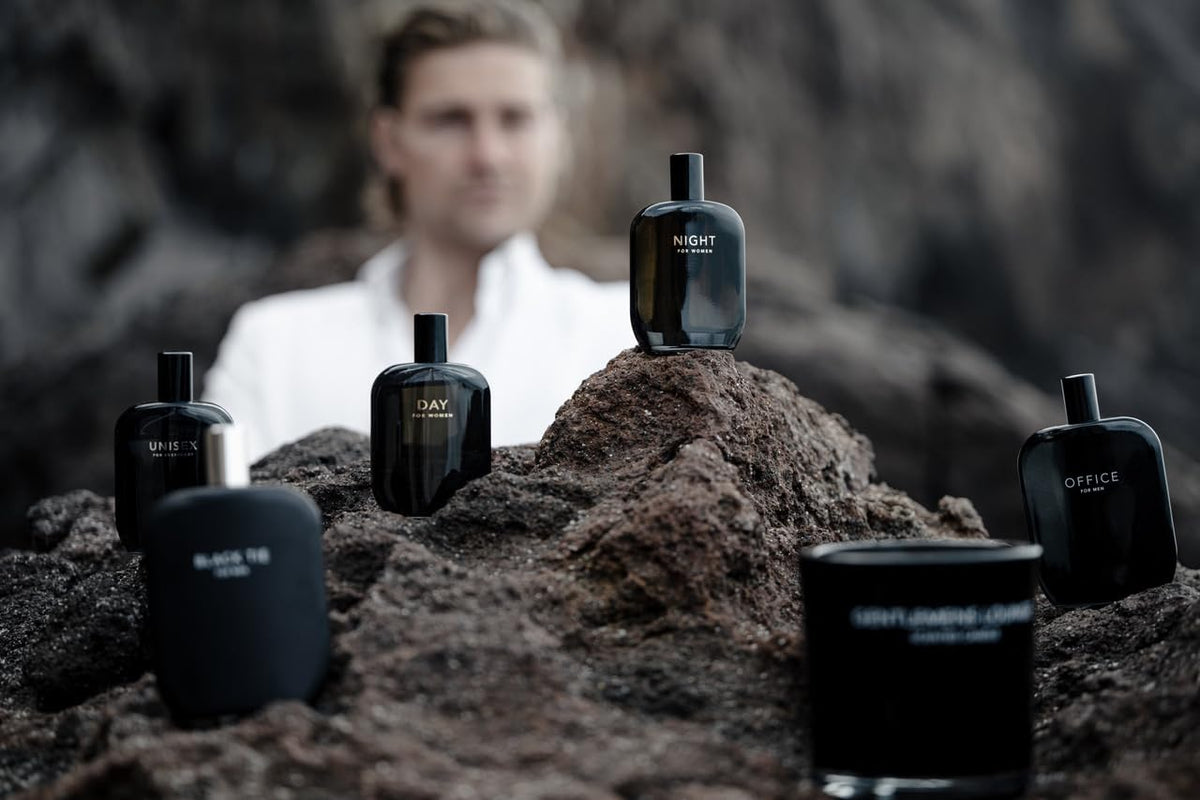 Fragrance One Date for Men spray application, suggesting long-lasting coverage.