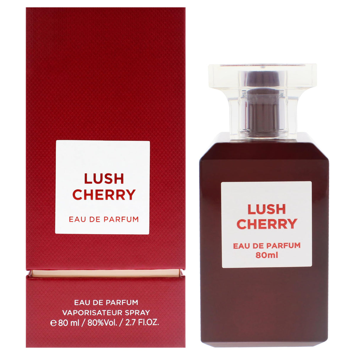 Fragrance World Lush Cherry bottle displaying rich cherry notes for daily wear