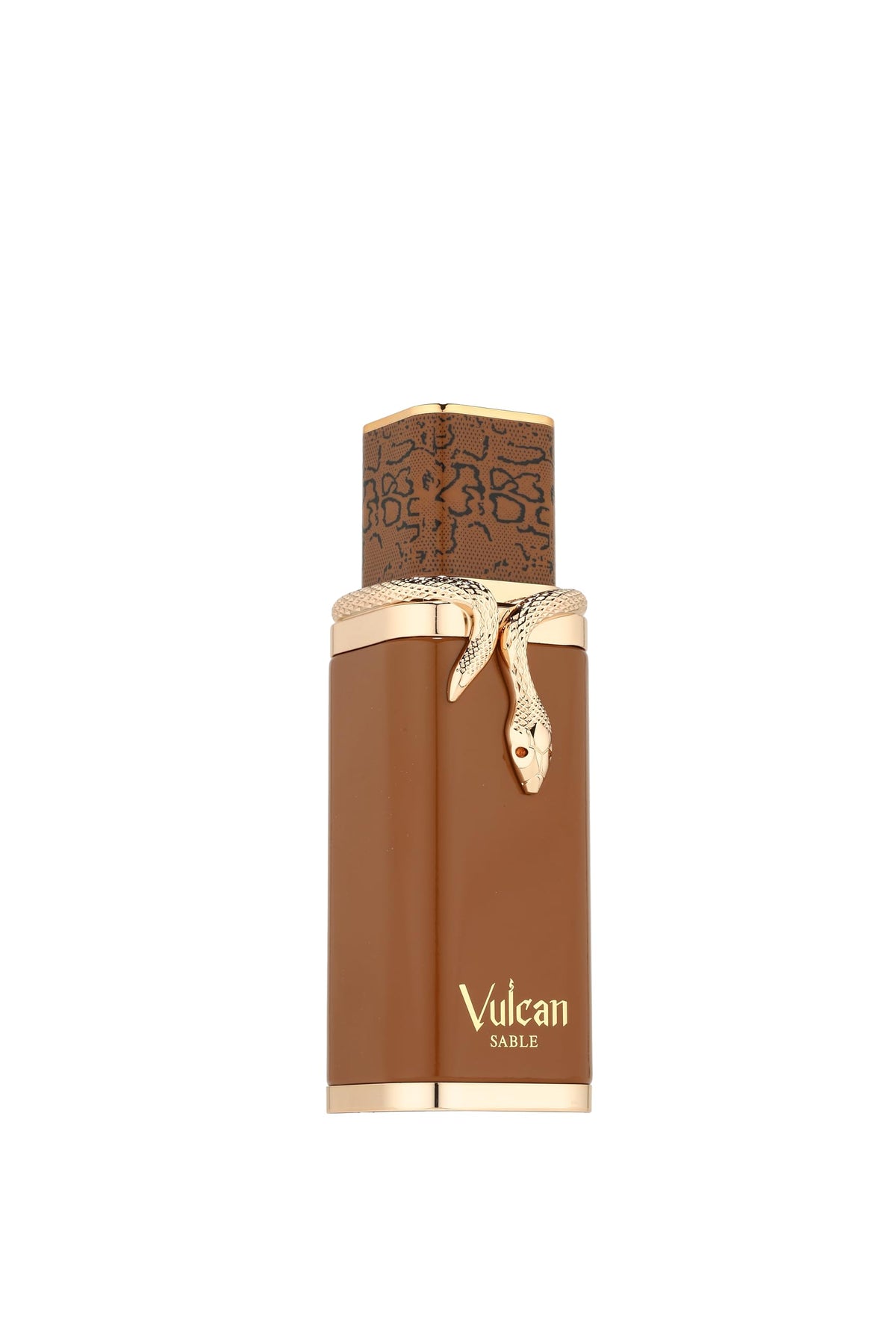 Fragrance World Vulcan Sable close-up notes visual suggesting warm spice.