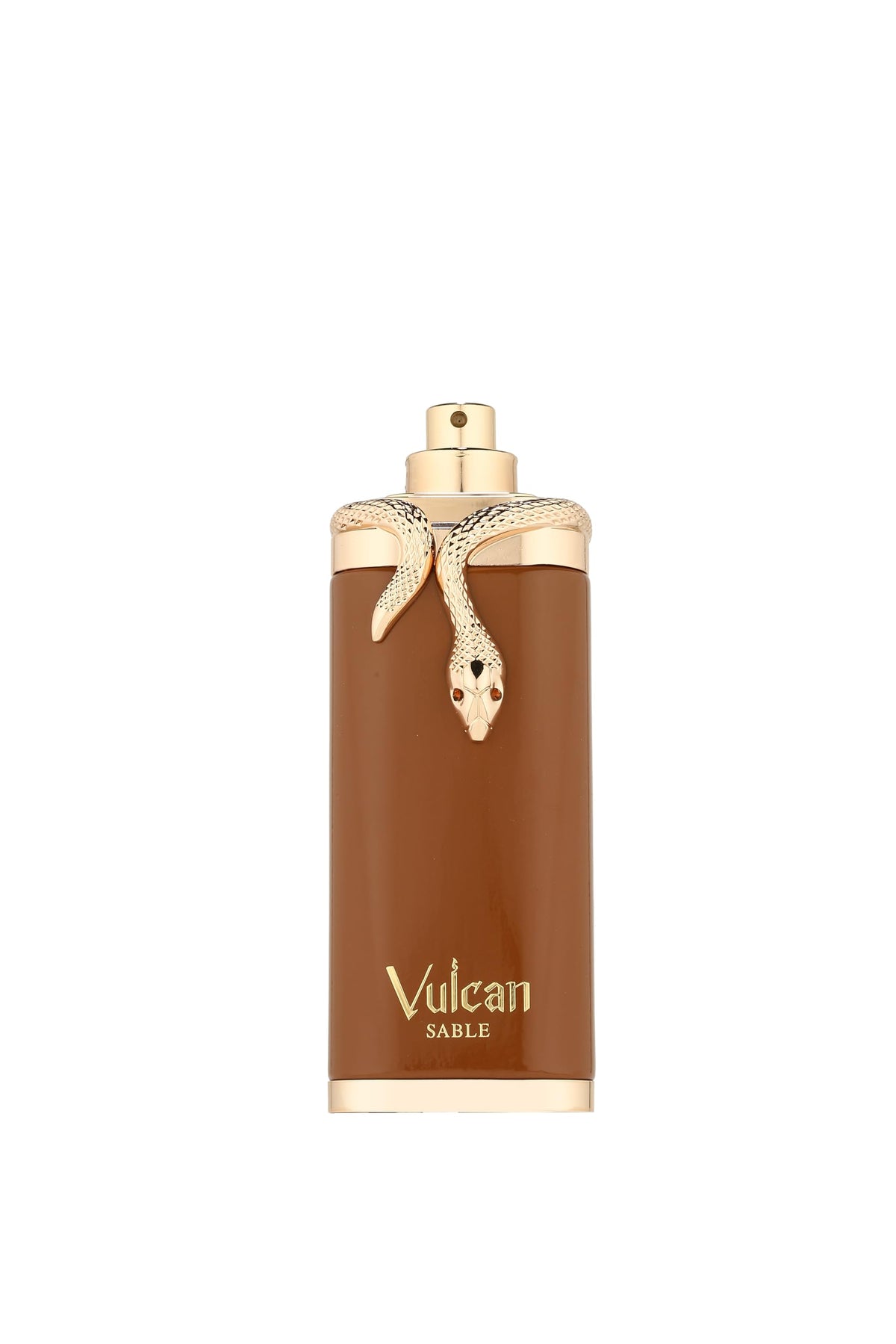 Fragrance World Vulcan Sable spray mist capturing aroma release.