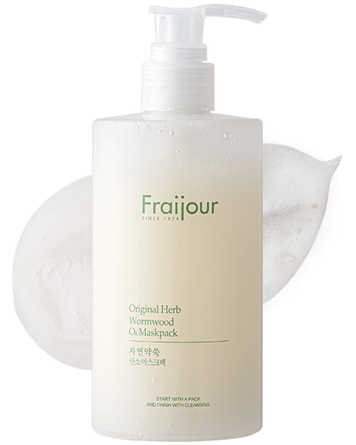Fraijour Herb Wormwood O2 mask bubble application showing gentle exfoliation