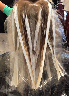 Framar colorists' film designed for color blocking to protect strands.