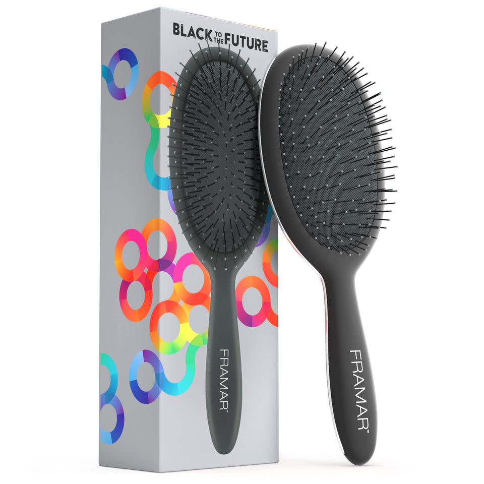 FRAMAR Detangling Brush for wet hair; flexible bristles reduce knot-pulling.
