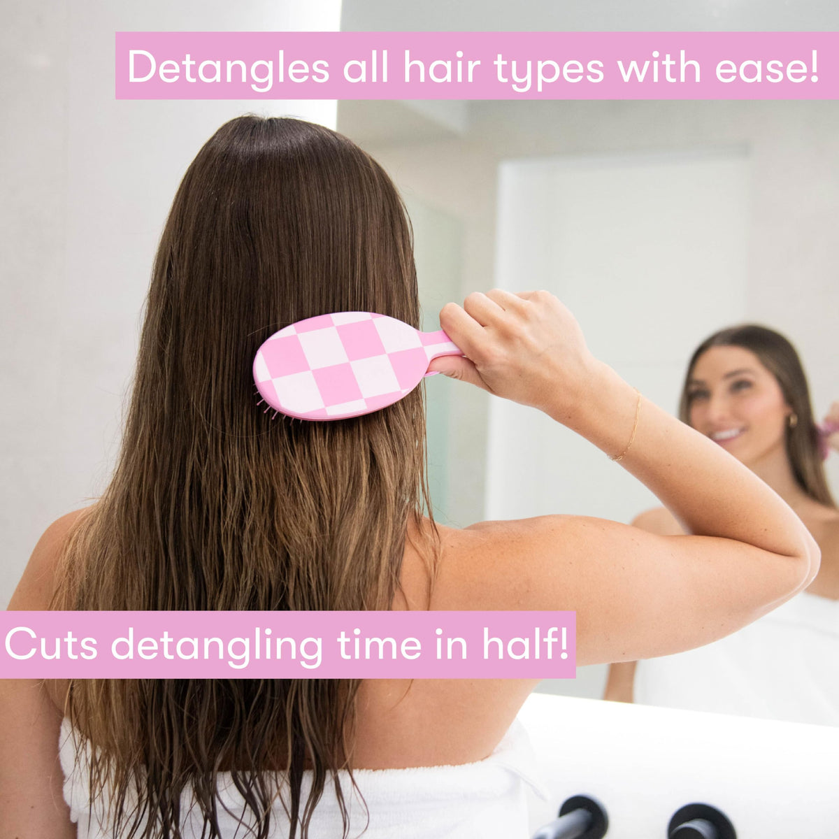 FRAMAR ergonomic pink-handle brush offers slip-free control