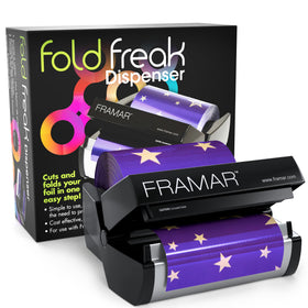 Framar Fold Freak foil dispenser front view enables quick foil cutting for precise highlights.