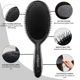 FRAMAR Glitter Hair Brush front view shows glitter finish for daily styling.