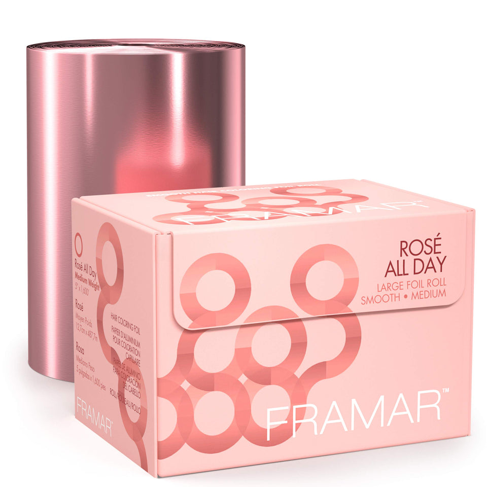 FRAMAR Large Rose Hair Foil in dispenser box for long-hair highlights.