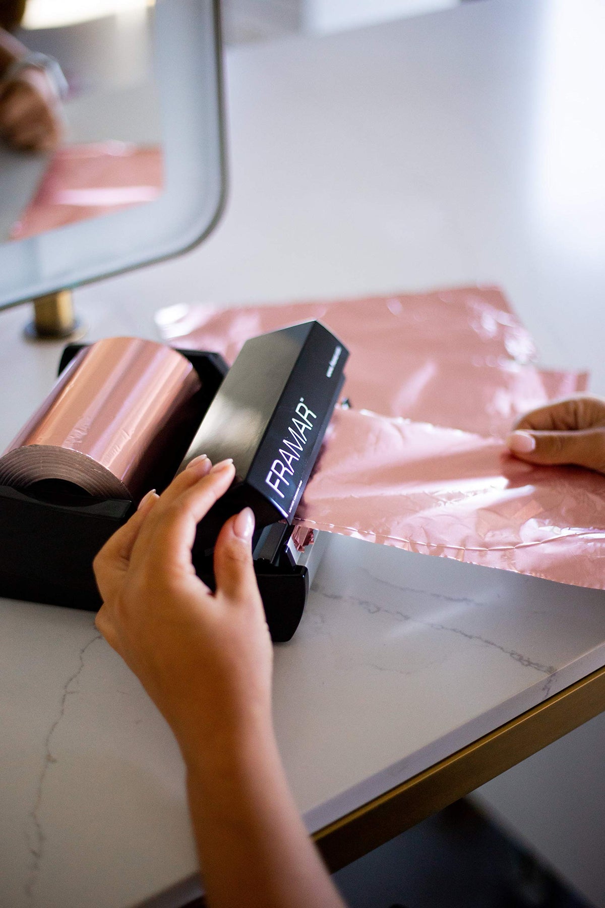 FRAMAR rose foil enhances client experience with premium feel during colorization.