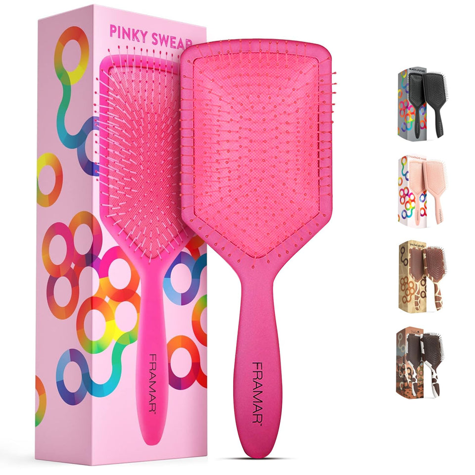 Framar paddle brush wet hair pink for gentle detangling on damp hair