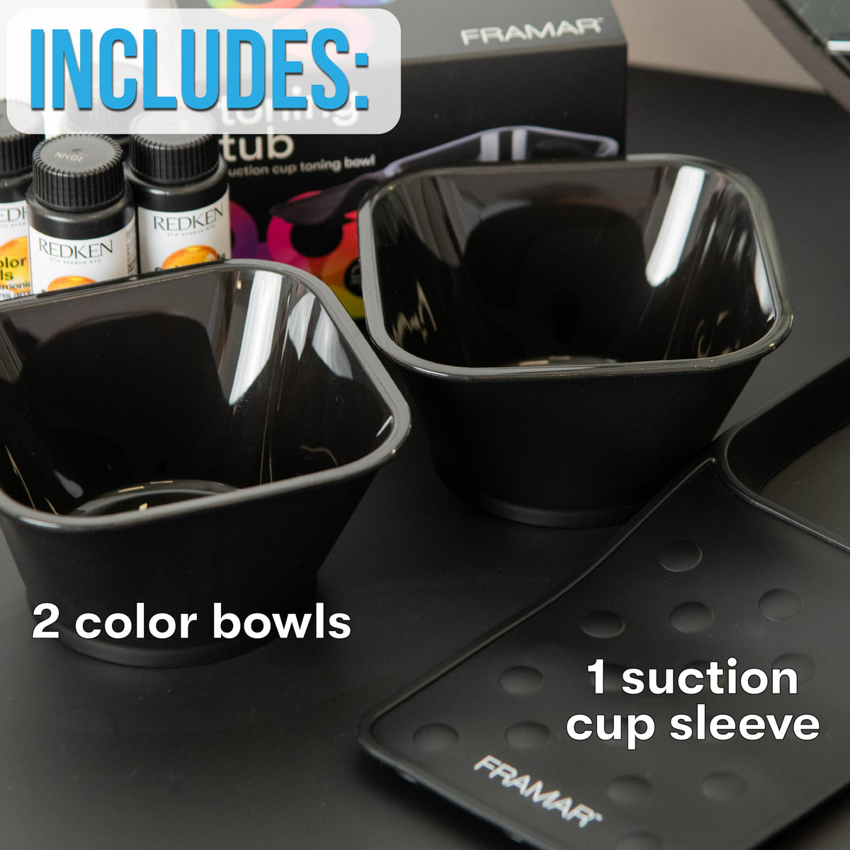 Framar Toning Tub attached to a shampoo bowl demonstrates stable placement