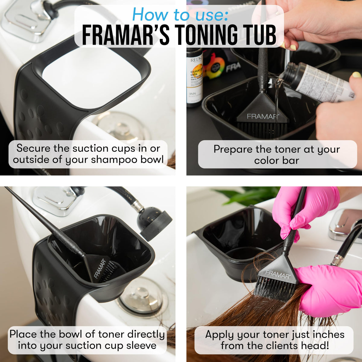 Framar Toning Tub bowls removable for quick color changes