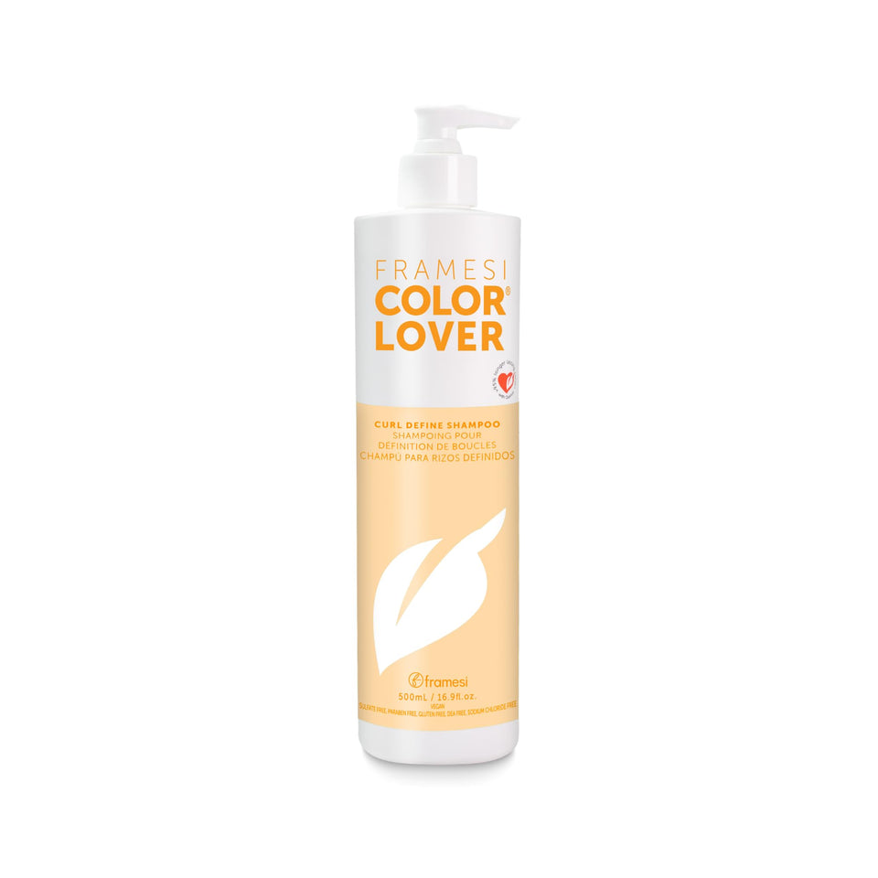 Framesi Color Lover Curl Define Conditioner bottle highlighting frizz control and color protection.