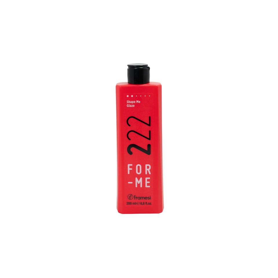 Framesi FOR-ME 222 Shape Me Glaze bottle offering natural, lightweight hold for versatile styling.
