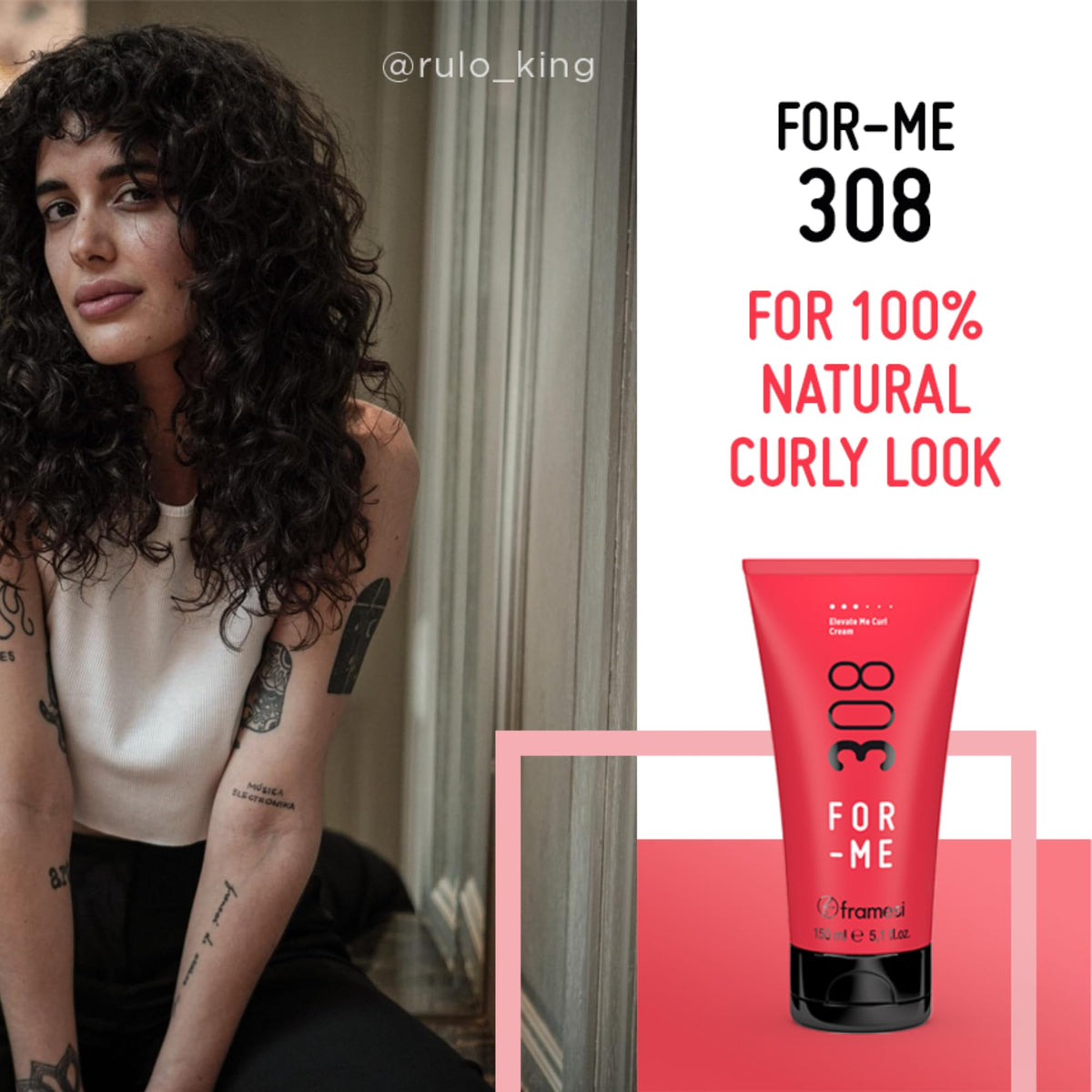 Framesi FOR-ME 308 Elevate Me Curl Cream applied to hair after use, locking in moisture