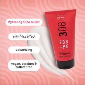 Framesi FOR-ME 308 Elevate Me Curl Cream on hand shows hydration and definition