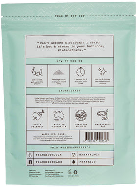 Close-up of Frank Body Coconut Coffee Scrub texture, ideal for smoothing and glow.