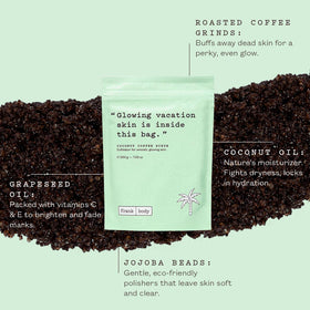frank body coconut coffee scrub coffee grains texture close-up