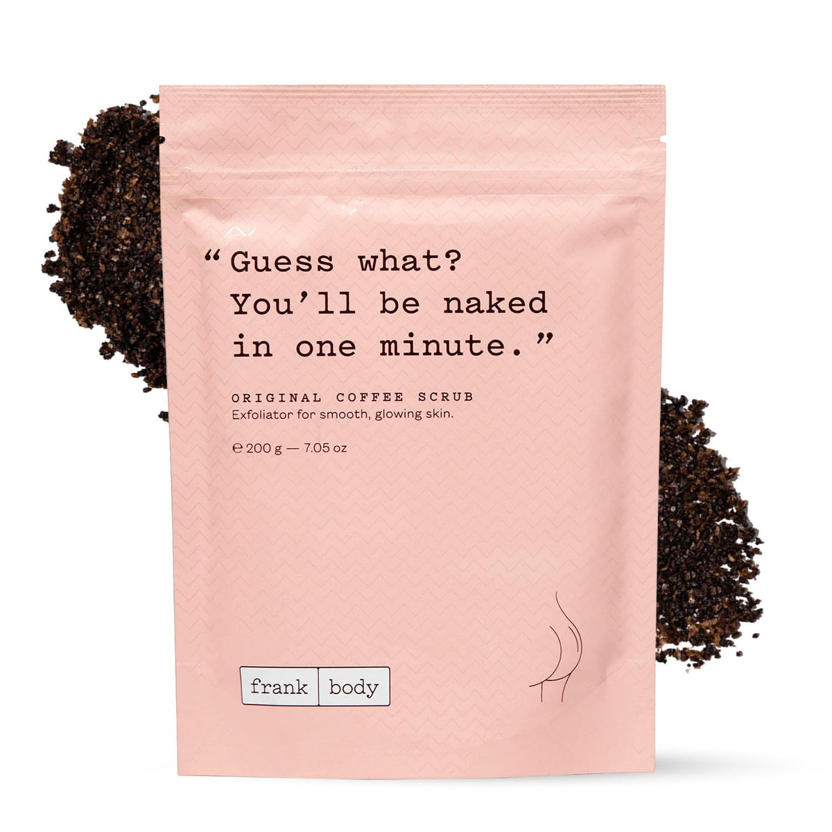 Frank Body Coffee Scrub container showing rich texture for smoother skin